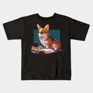 Books and Coffee and Dog Kids T-Shirt